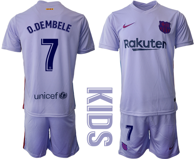 Cheap Youth 2021-2022 Club Barcelona away purple 7 Soccer Jersey